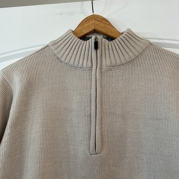 H2H 1/4 Zip Pullover Sweater Long Sleeve Knitted beige Fabric Large - Picture 2 of 7